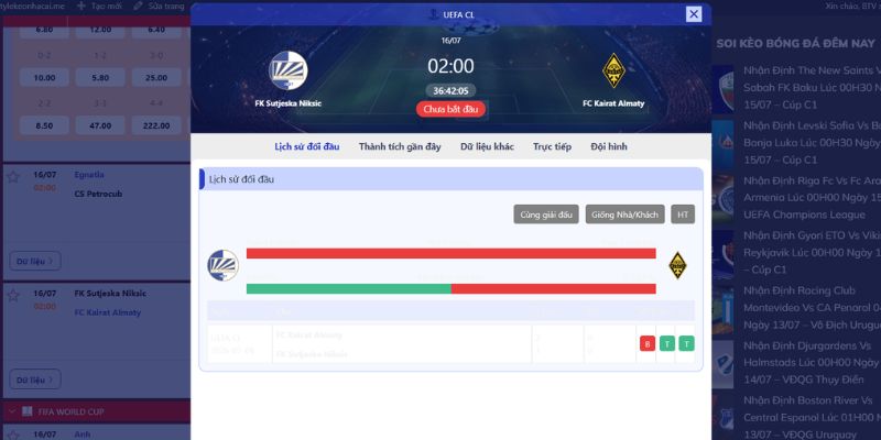 Nhận Định FK Sutjeska Niksic Vs FC Kairat Almaty Lúc 02H00 Ngày 16/07 - Cúp C1 2 Những lần đụng độ trong quá khứ của cả hai
